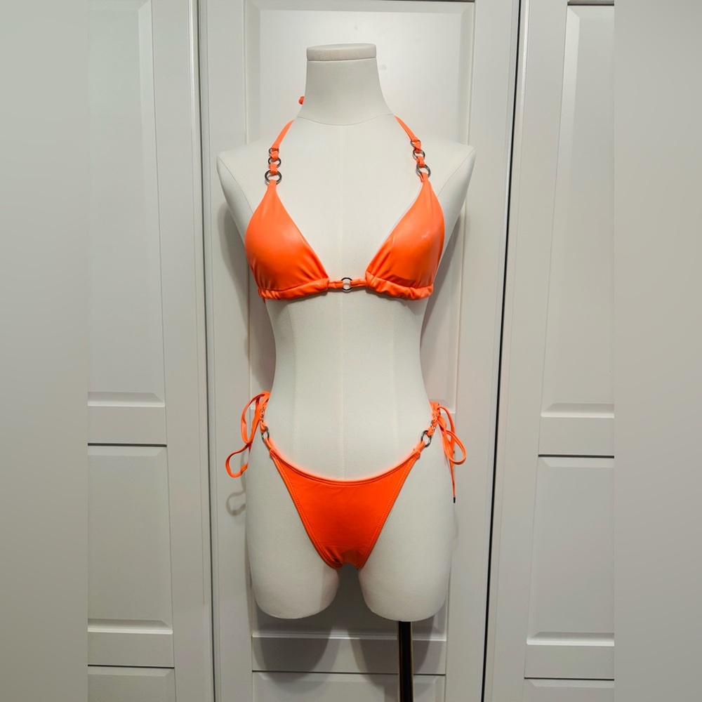 Orange Triangle String Bikini Set - Women Swim in Sizes S,M,L